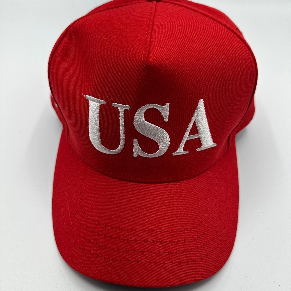 Cali-Fame Trump Make America Great Again USA Logo Red Trucker Hat Cap One Size